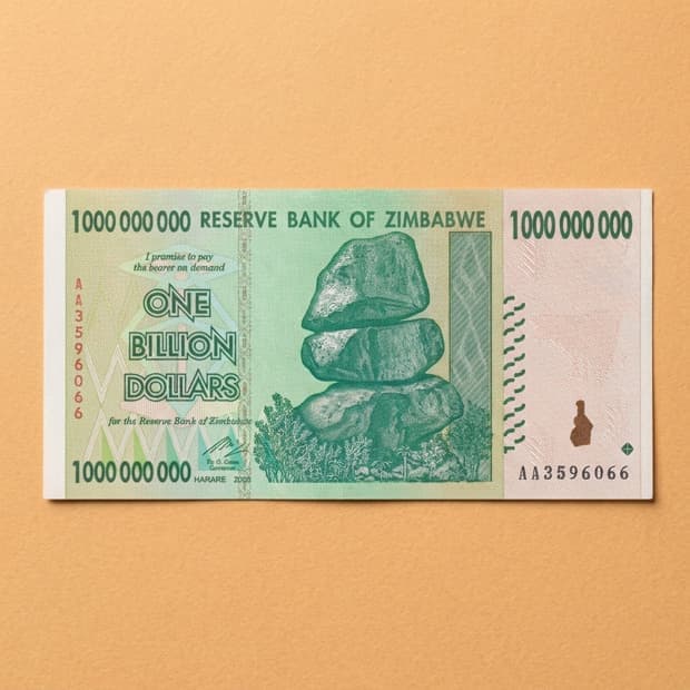 Zimbabwe 1 Billion Dollar note, front view