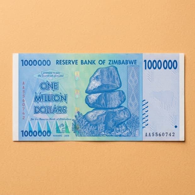 Zimbabwe 1 Million Dollar note, front view